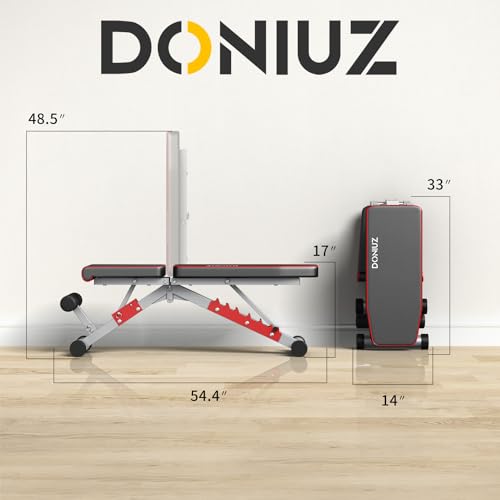 DONIUZ Weight Bench, Adjustable Workout Bench Press Set for Home Gym Full Body Strength Workout, Easy Assembly Foldable Training Lifting Bench, Max Load 750(Balck)