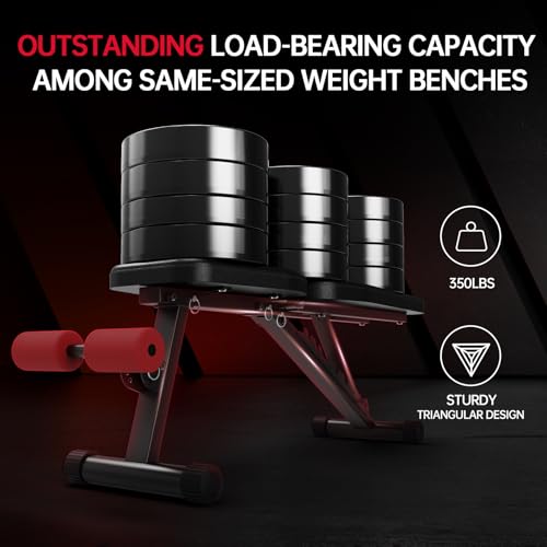 PASYOU Adjustable Weight Bench, Foldable Workout Bench for Home Gym, Support 90°Strength Training Bench for Full Body Workout with Fast Folding, 9-Level Backrest Position 2-Level Foot Support Folding