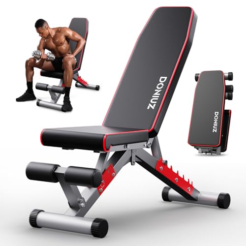 DONIUZ Weight Bench, Adjustable Workout Bench Press Set for Home Gym Full Body Strength Workout, Easy Assembly Foldable Training Lifting Bench, Max Load 750(Balck)