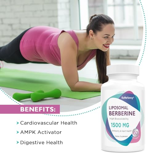Liposomal Berberine Supplement 1500mg - Third Party Tested, High Bioavailability Berberine HCL Capsules for Women and Men, AMPK Activator for Cardiovascular Health, Sugar-Free, Non-GMO,120 Softgels