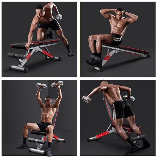DONIUZ Weight Bench, Adjustable Workout Bench Press Set for Home Gym Full Body Strength Workout, Easy Assembly Foldable Training Lifting Bench, Max Load 750(Balck)