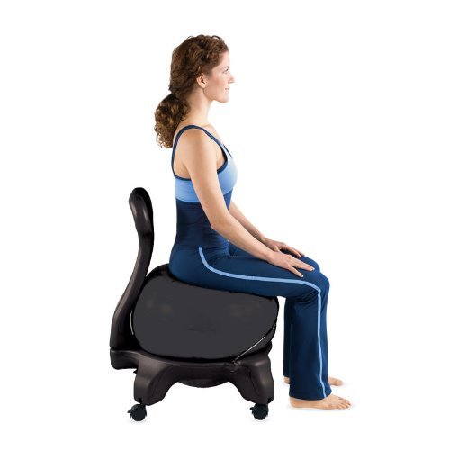 Gaiam 610-6002RTL Balance Ball Chair - Classic Yoga Ball Chair with 52cm Stability Ball, Pump & Exercise Guide for Home or Office, Black