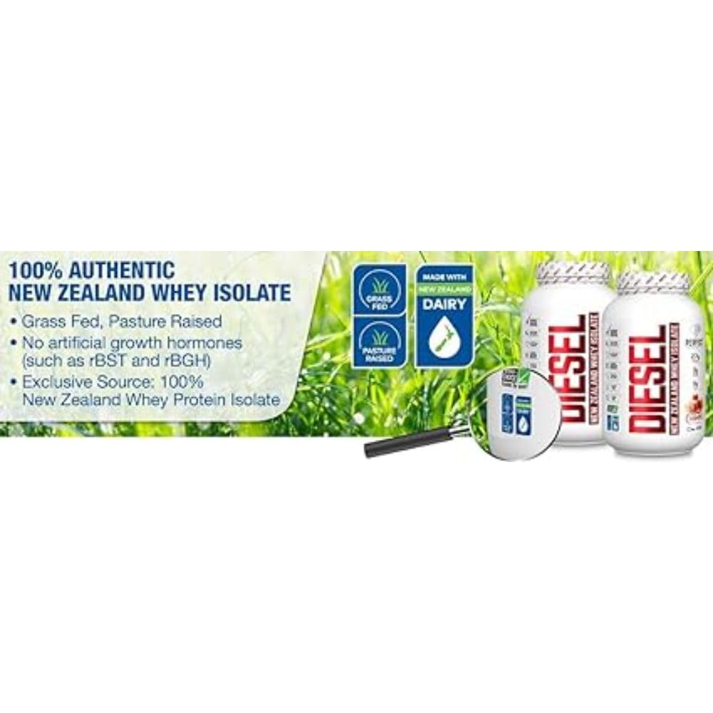 Perfect Sports Diesel 100% New Zealand Whey Protein Isolate | Stevia Sweetened, No Artificial Ingredients, Keto | 0g Carb, 0g Fat, 26g Protein | 2 Pounds (French Vanilla)