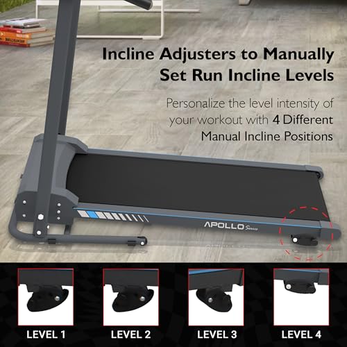 SereneLife - Electric Folding Treadmill Exercise Machine - Smart Compact Digital Workout Fitness Trainer w/ Bluetooth App Sync, Manual Incline Adjustment, For Walking, Running, Gym