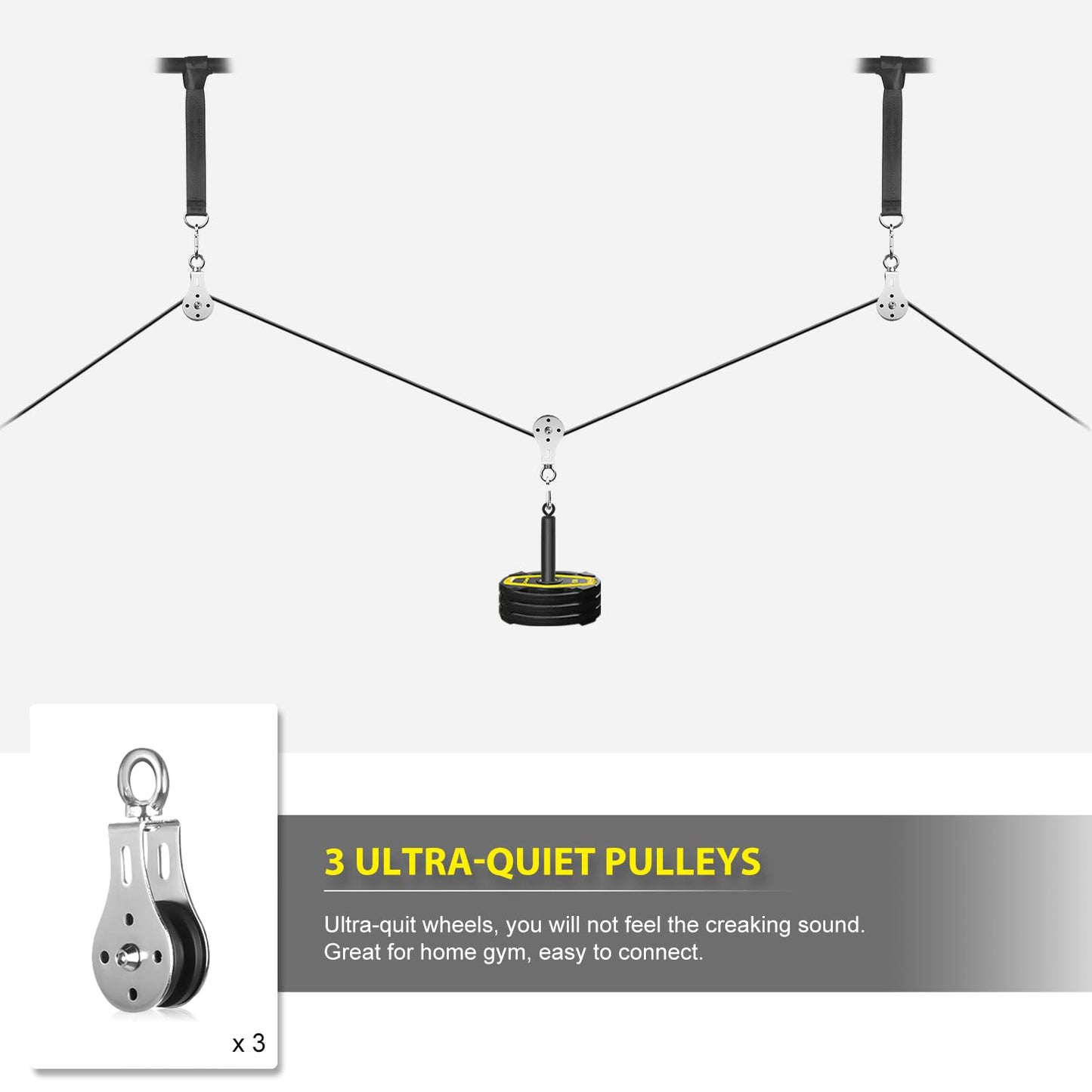 Weight Cable Pulley System Gym, Cable Weight Pulley System Attachments for Home Gym with Handle Pulley System Gym LAT Pull Down, Biceps Curl Workout