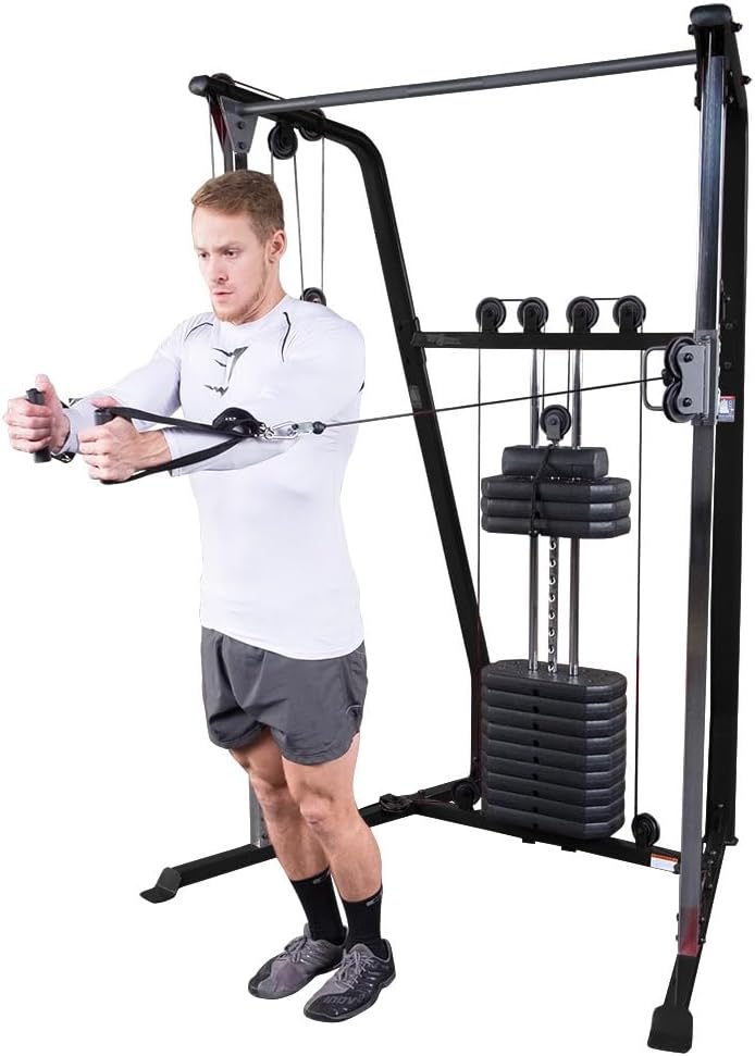 Body-Solid Best Fitness Functional Trainer Cable Machine, Full Body Workout Weight Stacks, Chest and Shoulder Exercise Home Gym LAT Pulldown Machines with 190lb Weights Stack, Midnight Black (Black)