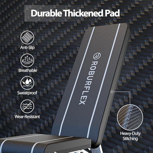 ROBURFLEX Adjustable/Foldable Workout Exercise Bench for Home Gym, Weightlifting and Strength Training - 6x4x2 Positions- 700 Pounds Load