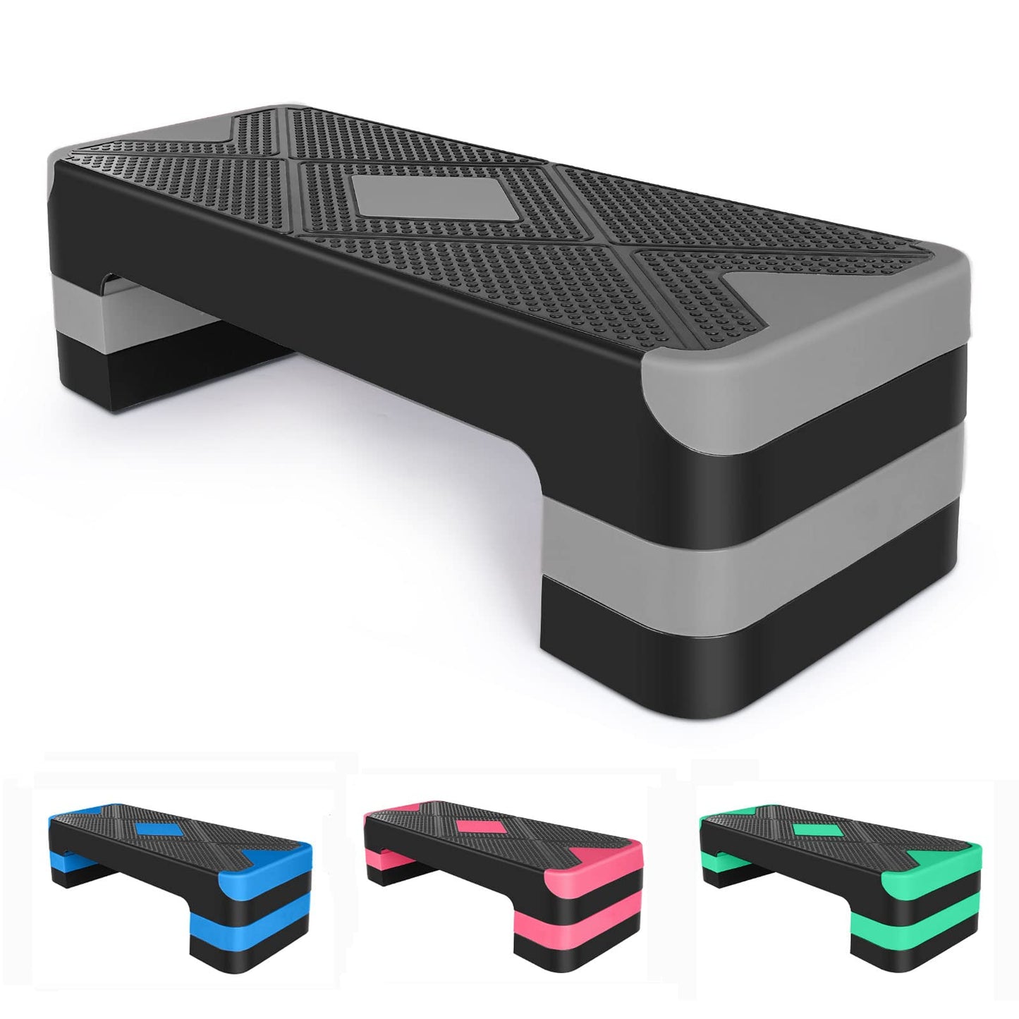 HaoKang Adjustabl Aerobic Stepper Fitness Step Platform Health Workout for Sports Training Black-Grey