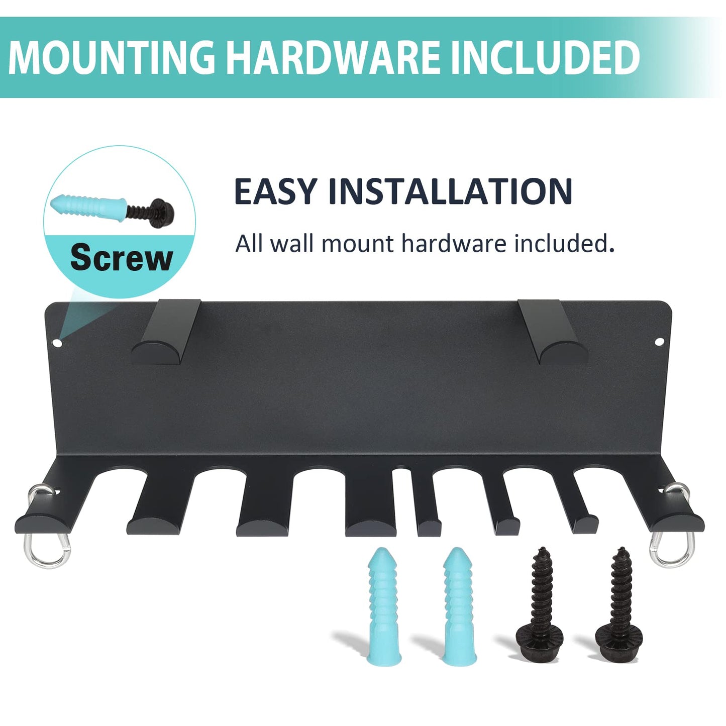 Multi-Purpose Gym Storage Rack Resistance Bands Holder Home Gym Accessories Storage Fitness Bands Rack Heavy Duty Hooks for Resistance Bands, Straps, Jump Ropes, Foam Rollers, Chains