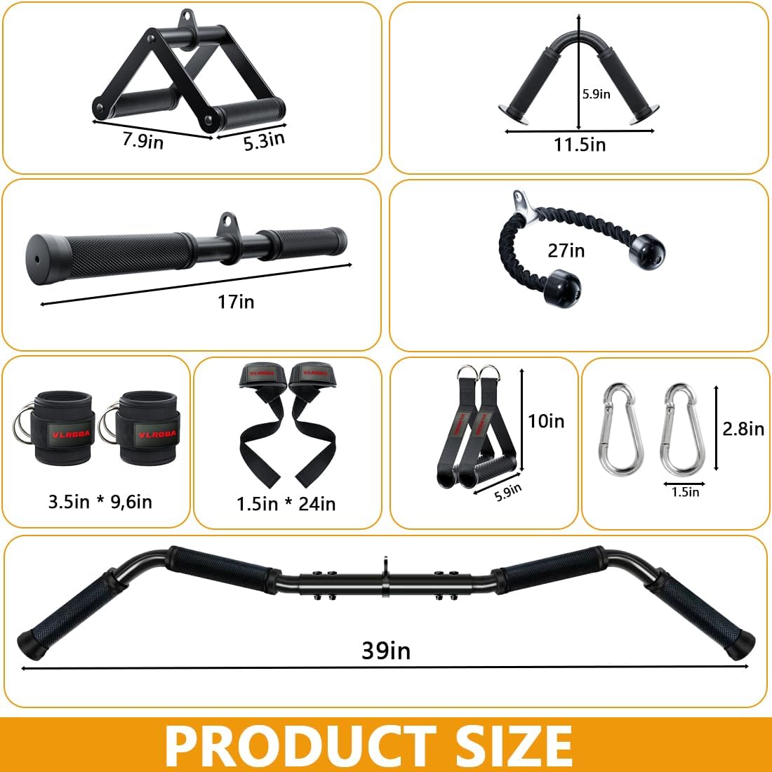 Cable Attachments for Gym,Cable Machine Accessories for Home Gym, Triceps Pull Down Attachment, LAT Pull Down Attachment Weight Fitness