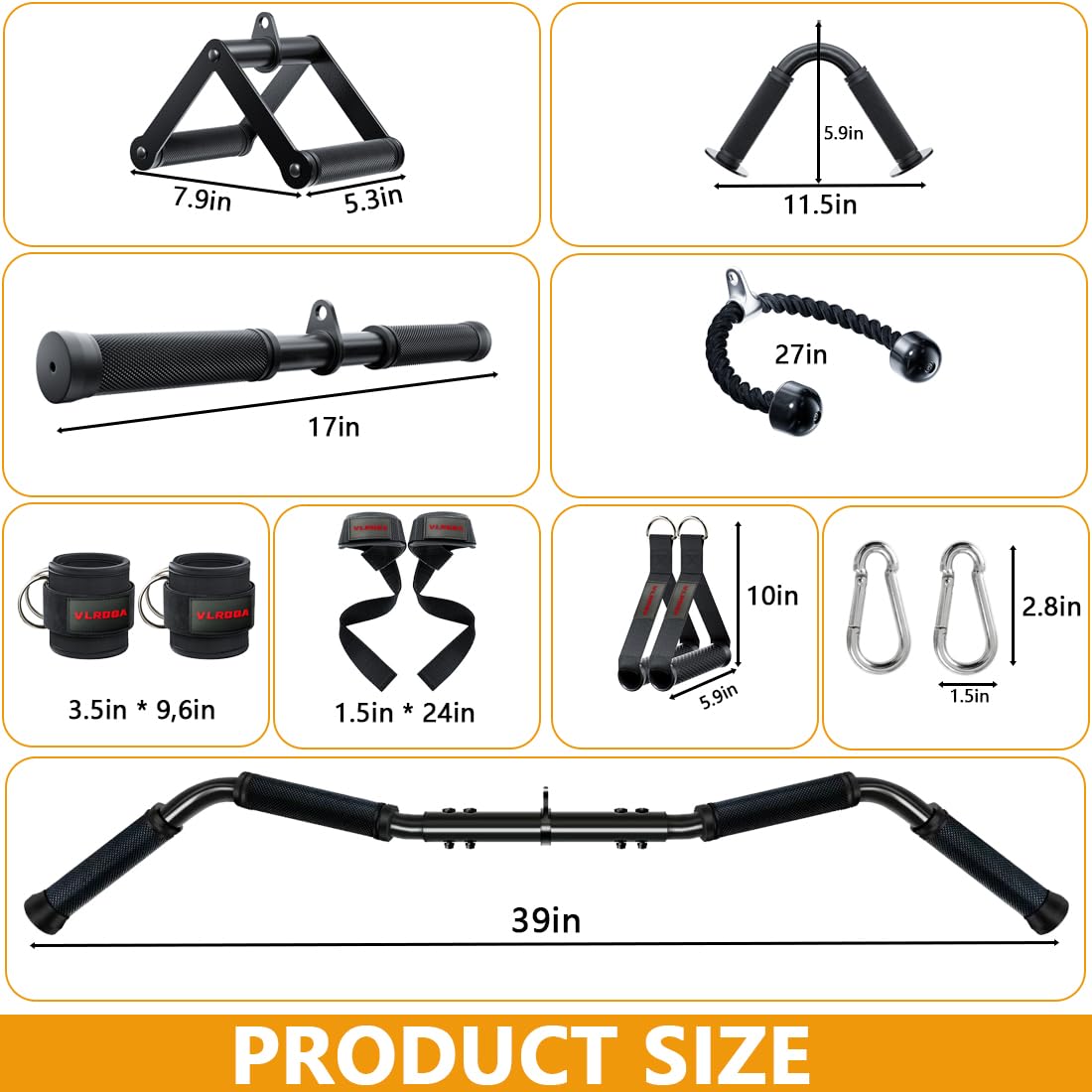 Cable Attachments for Gym,Cable Machine Accessories for Home Gym, Triceps Pull Down Attachment, LAT Pull Down Attachment Weight Fitness