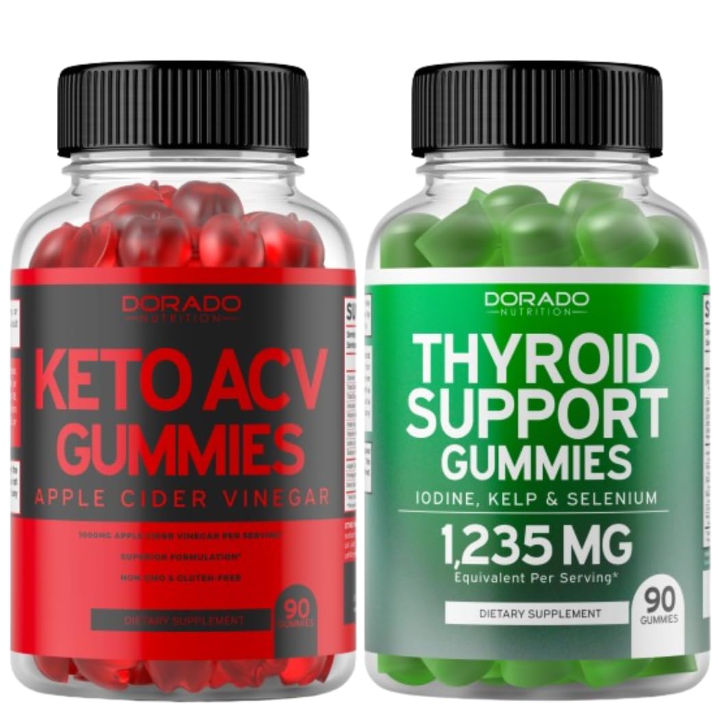 Keto ACV Gummies (90 Count) Advanced Weight Loss Formula and Thyroid Support (90 Count) Support Supplement with Ashwaganda, Iodine, Bladderwrack, Kelp, & Schisandra - Non-GMO, Vegan & USA Made