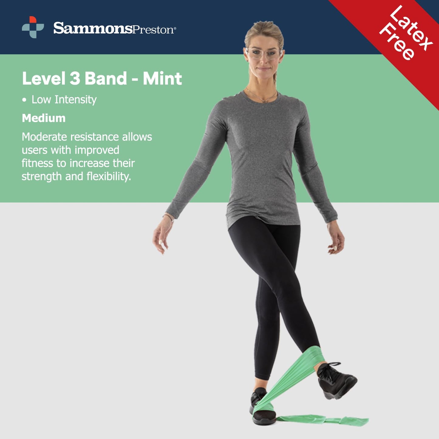 Sammons Preston Resistance Bands for Working Out, Non-Latex Exercise Bands, Resistance Bands for Physical Therapy, Improve Strength & Flexibility, Stretch & Tone Major Muscles, 5pk