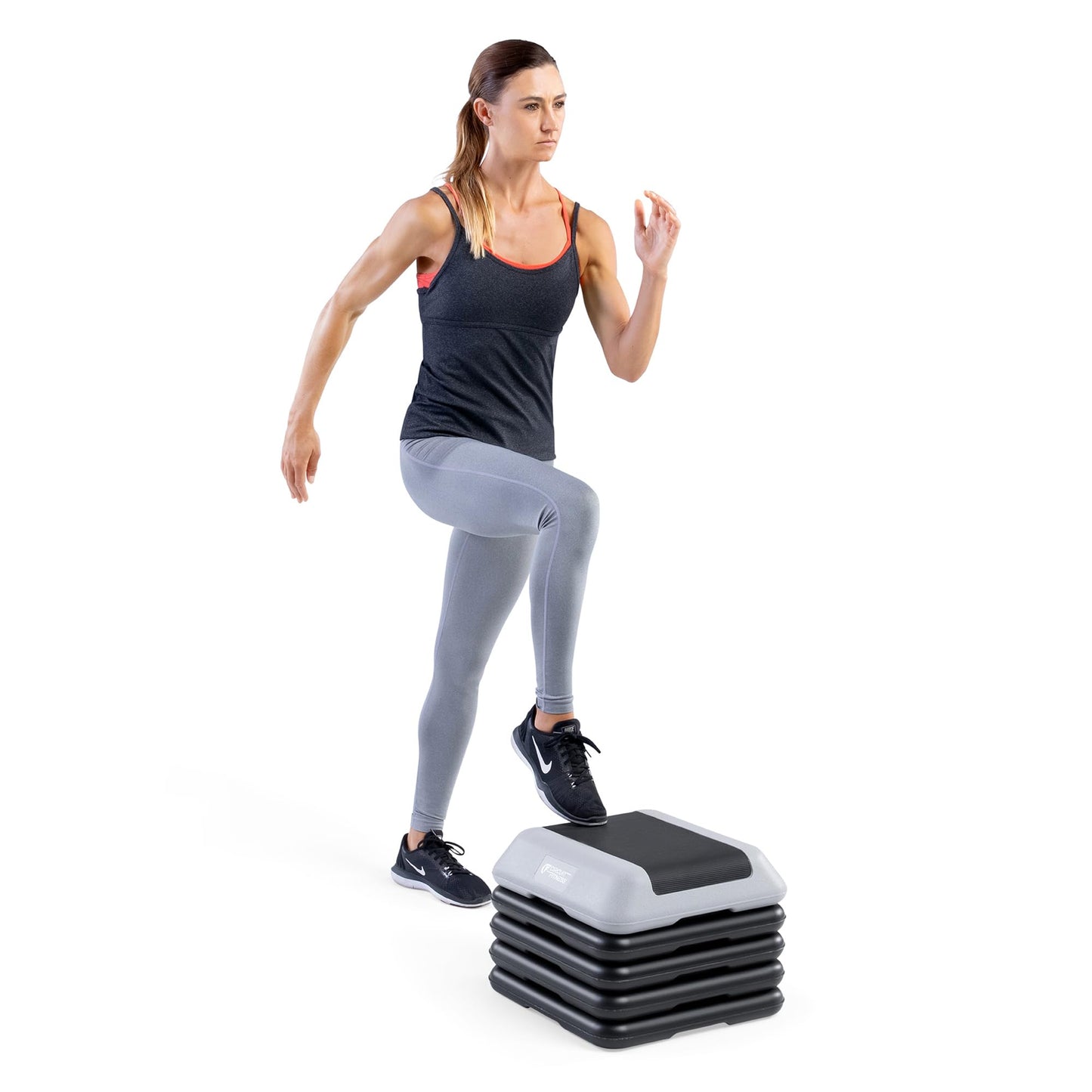 Circuit Fitness by Marcy 16 x 16 inches Adjustable Height Aerobic Step Platform with 4 Risers, Non-Slip Rubber Surface, Home Exercise Fitness Training, American Pink, STEP-PINK01-4R