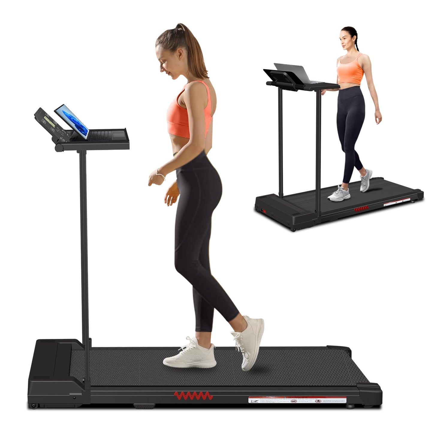 Portable Treadmills for Home, Compact Treadmill with Handles, 3.0HP Electric Walking Pad Treadmill with Removable Desk Workstation, Running Machine for Home Office