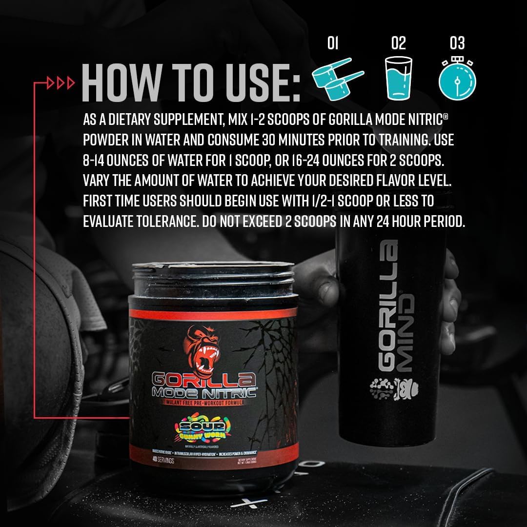Gorilla Mind - Gorilla Mode Nitric Upgraded Stimulant Free Pre-Workout – Best Tasting and Most Effective Stimulant Free Pre-Workout/Massive Pumps · Vasodilation · Power / 768 Grams (Bombsicle)