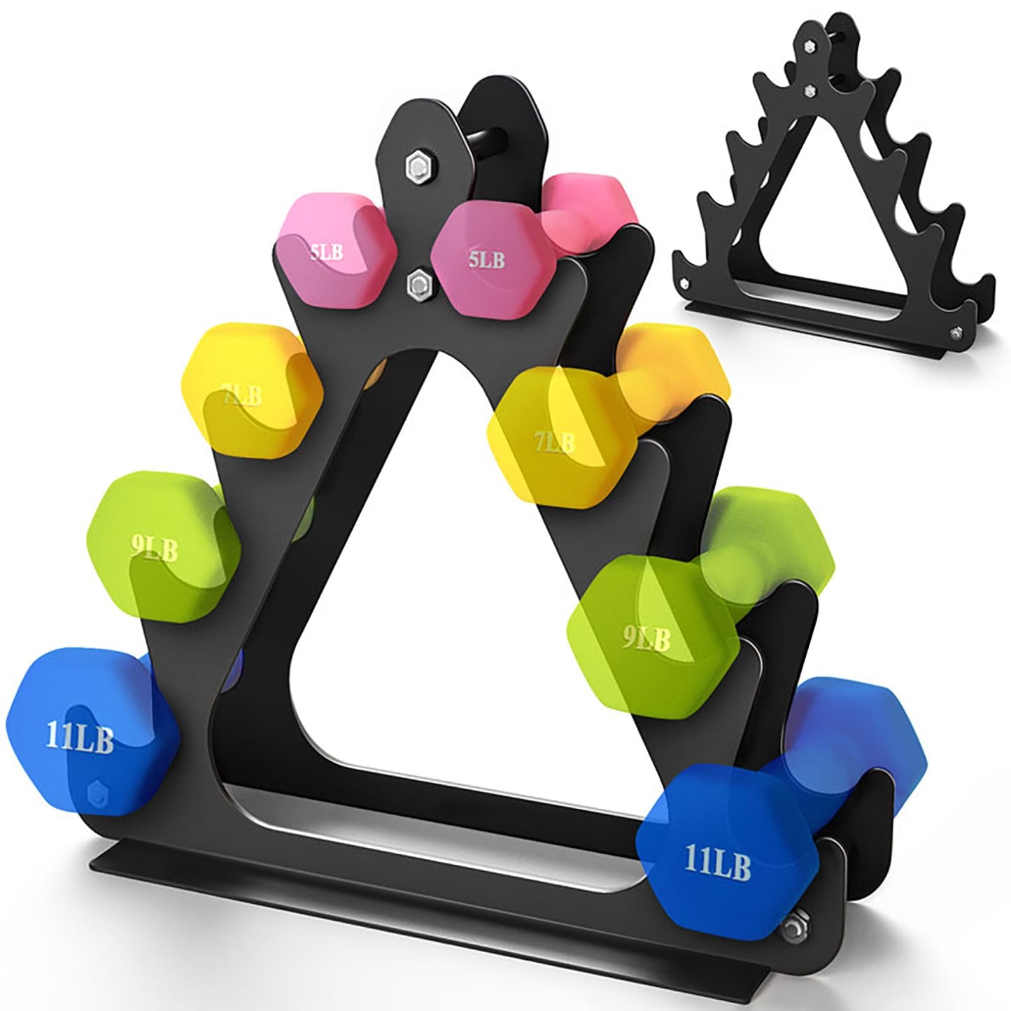 4-Tier Dumbbell Rack, Large Capacity Weight Rack for Women & Kids, Holds 1-11 lbs Dumbbell Stand Sets, Home Gym Storage Organizer(Dumbbells Not Included)