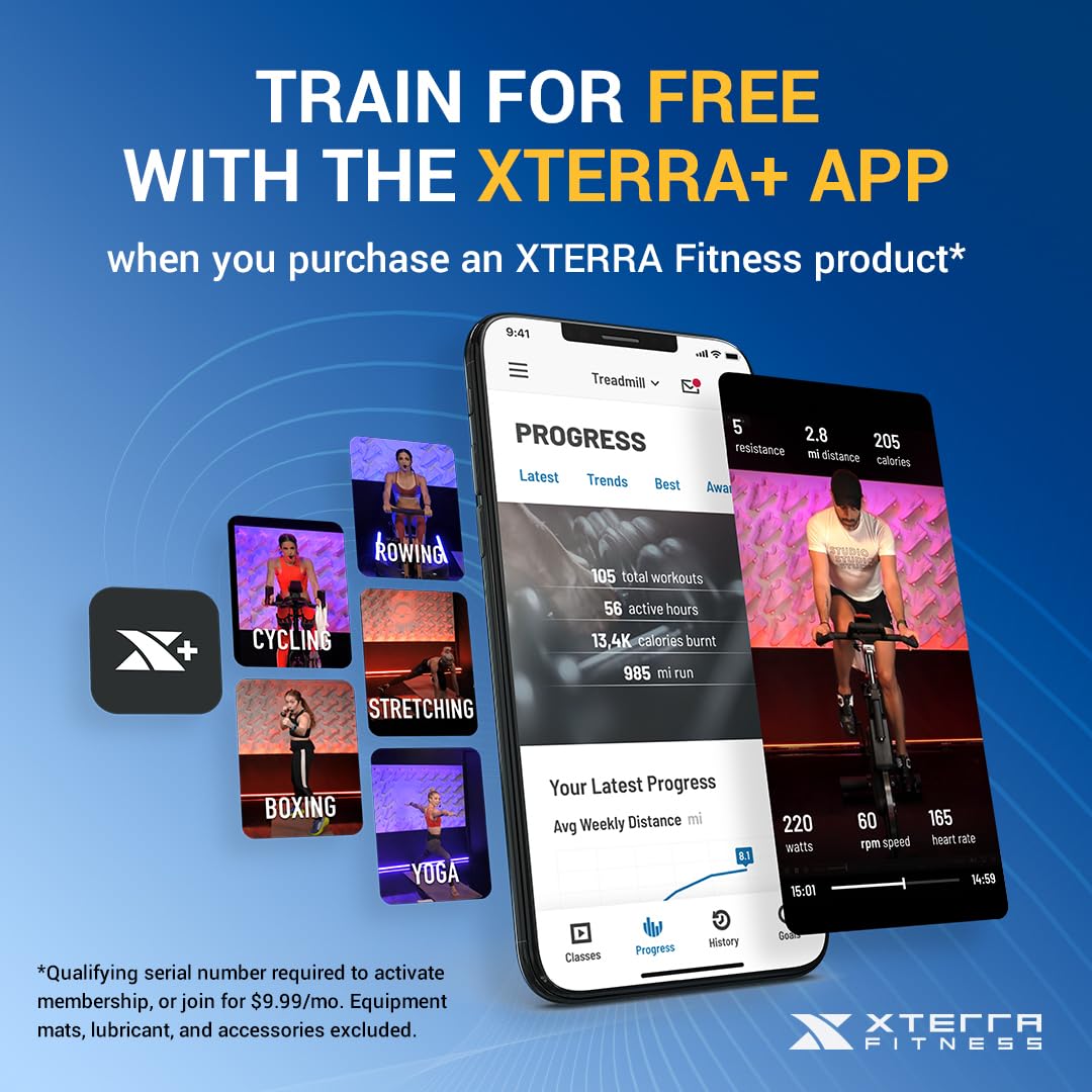 XTERRA Fitness TR150 Folding Smart Treadmill, 250 LB Weight Capacity, 2.25HP Motor, Multiple Levels of Incline, 12 Preset Programs, XTERRA+ Fitness App Included with Purchase