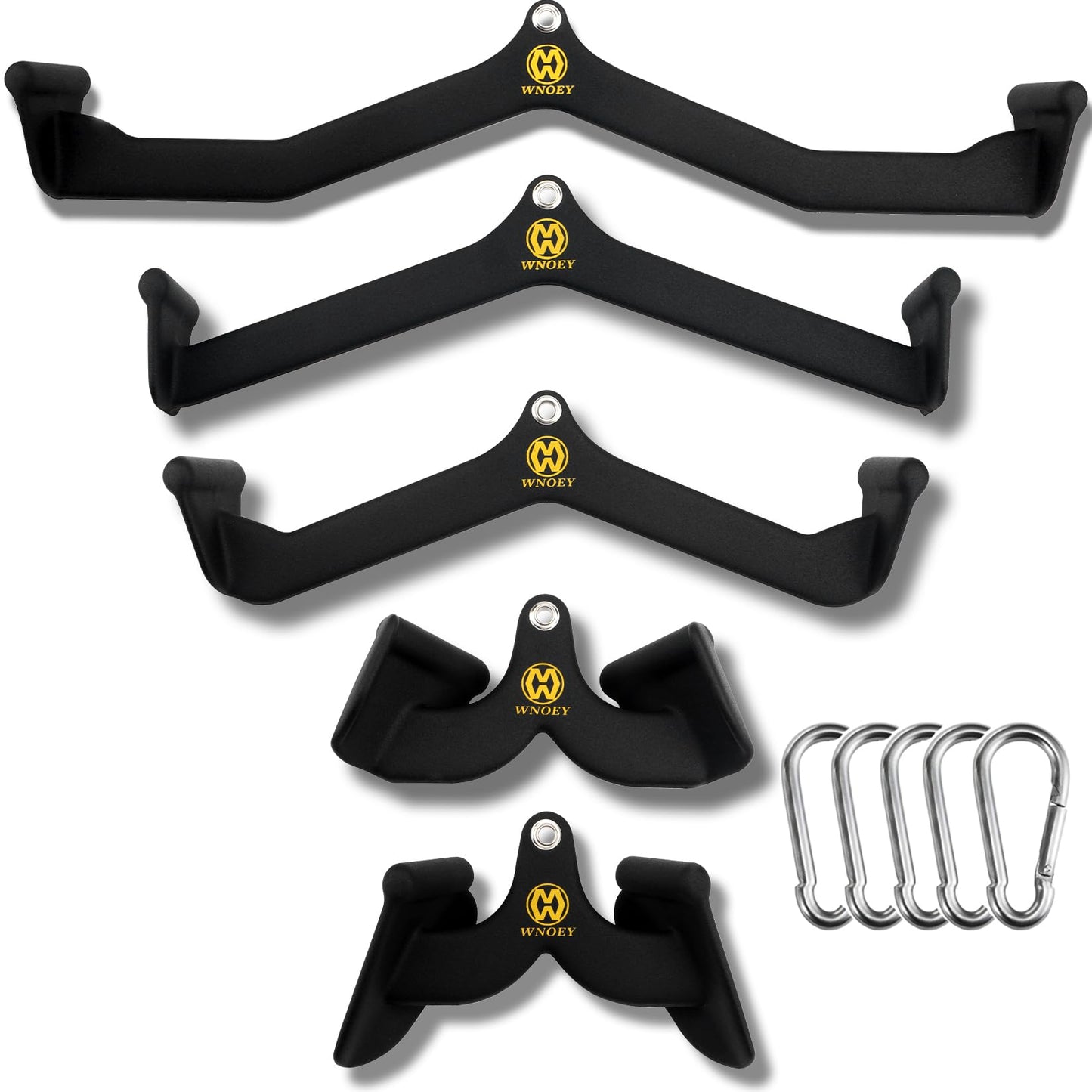 WNOEY Lat Pulldown Attachments Set with Snap Hooks, Rowing T-bar V-bar Set, Cable Triceps Machine Accessories,Back Strength Training Handle Grips, Wide Grip Lat Pulldown Bar,Home Gym Fitness Attachmet