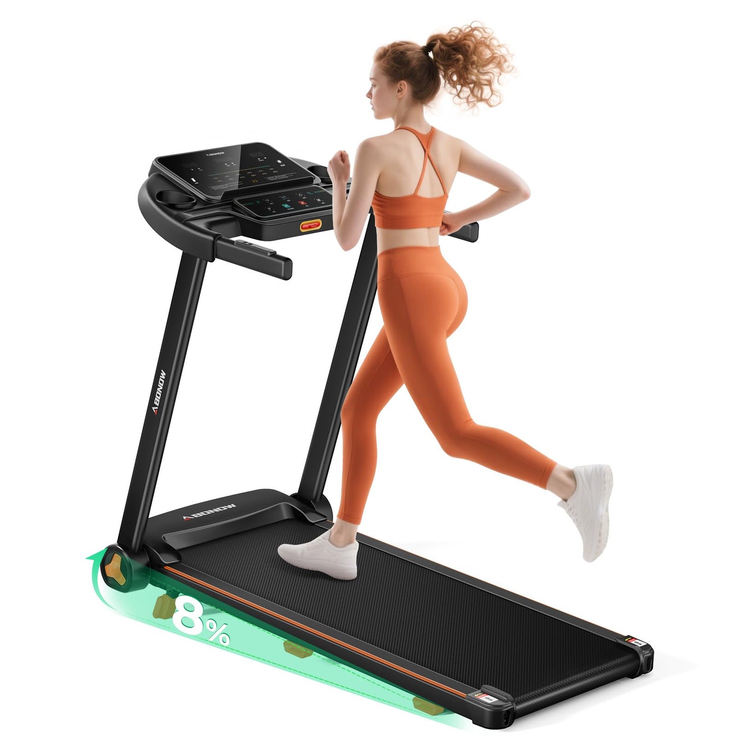 Folding Treadmills for Home with Incline, 3.0HP Quiet Brushless Portable Fitness Running Walking Exercise Treadmill with LED Display, 265lbs Weight Capacity