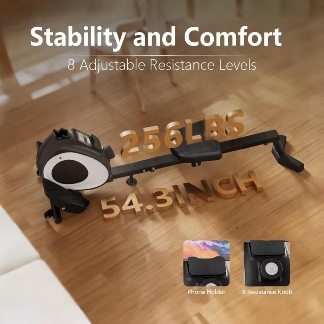 Rowing Machine for Home, Magnetic Rower Machine with Quiet Resistance, Foldable Rower for Home Use, Burn Fat & Sculpt Muscles
