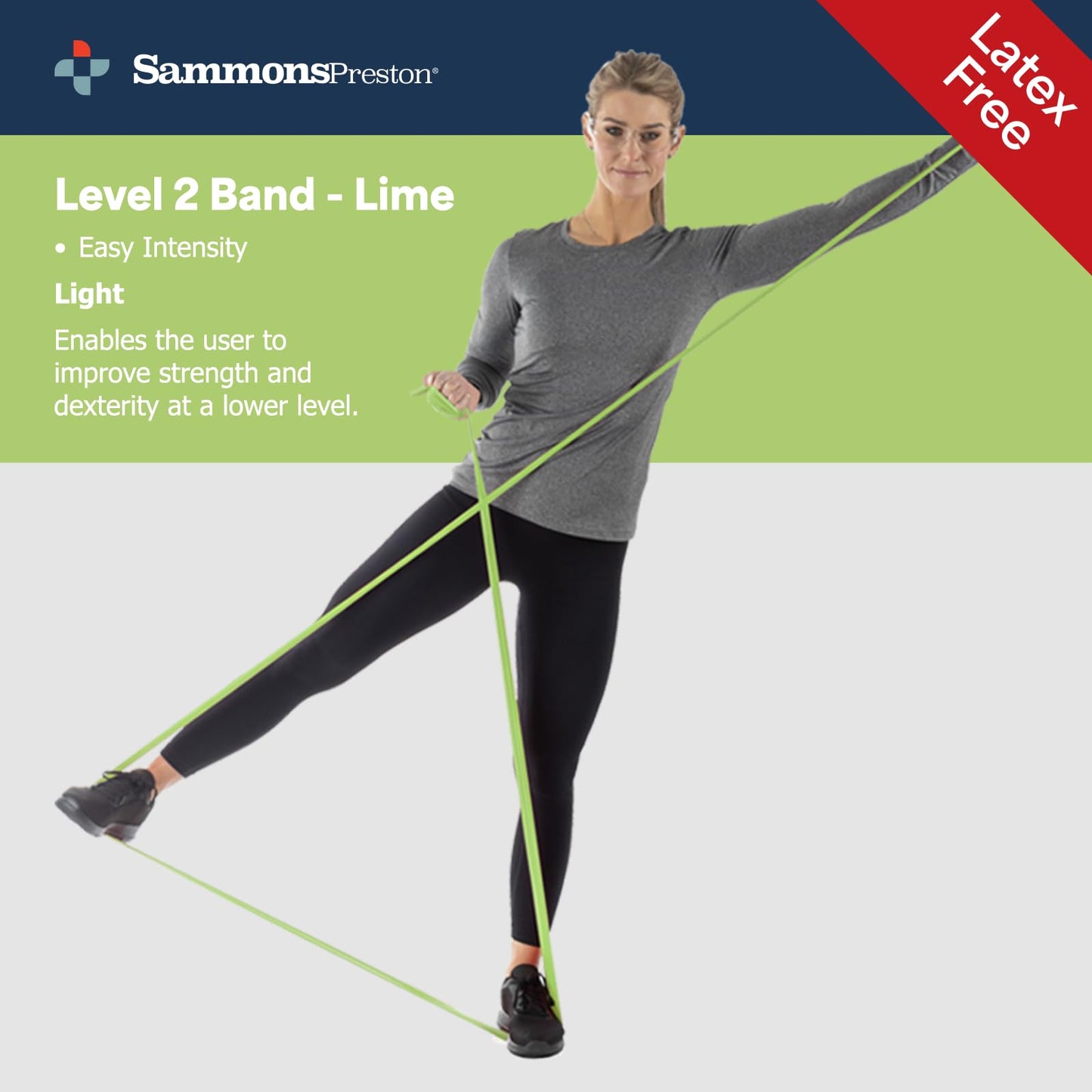 Sammons Preston Resistance Bands for Working Out, Non-Latex Exercise Bands, Resistance Bands for Physical Therapy, Improve Strength & Flexibility, Stretch & Tone Major Muscles, 5pk