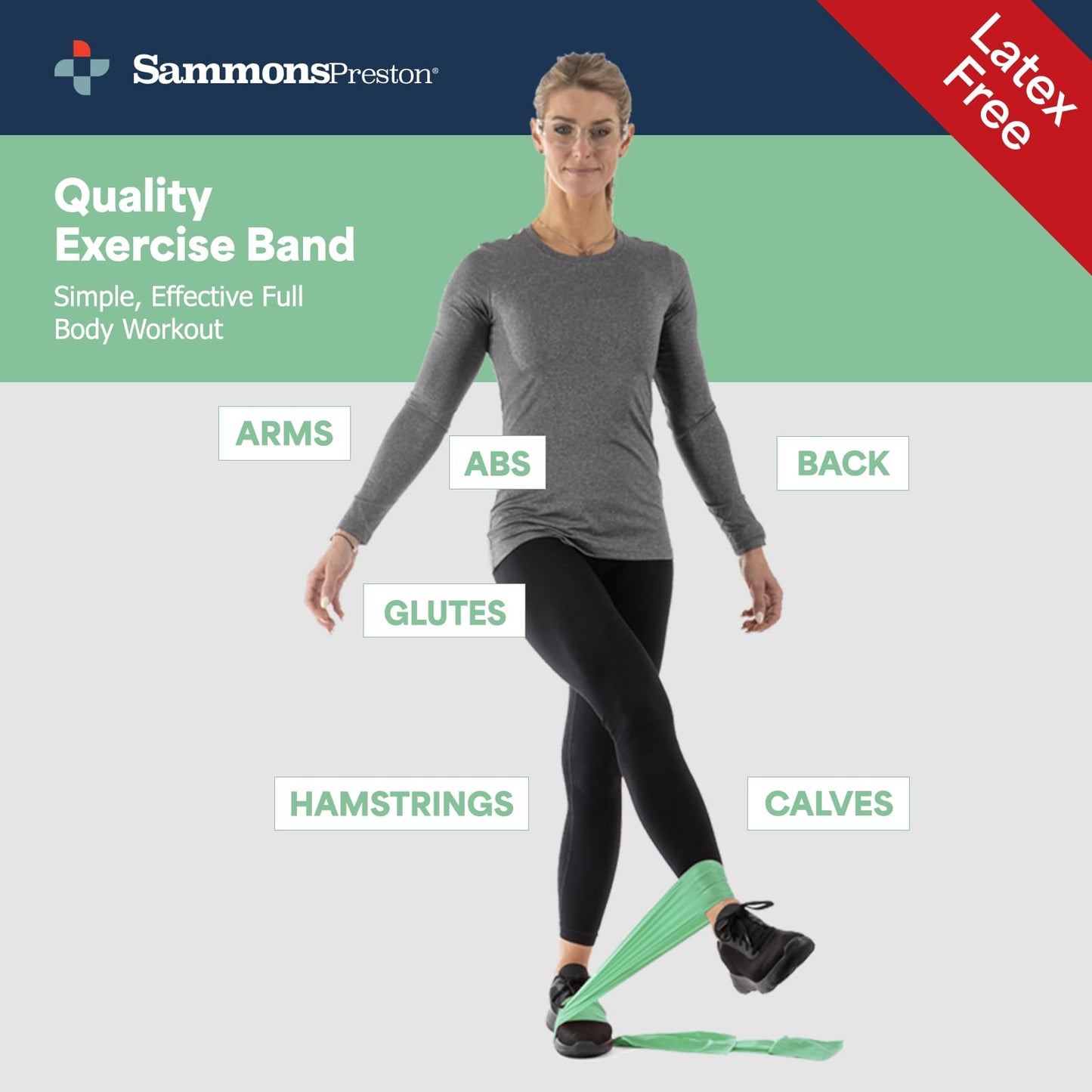 Sammons Preston Resistance Bands for Working Out, Non-Latex Exercise Bands, Resistance Bands for Physical Therapy, Improve Strength & Flexibility, Stretch & Tone Major Muscles, 5pk