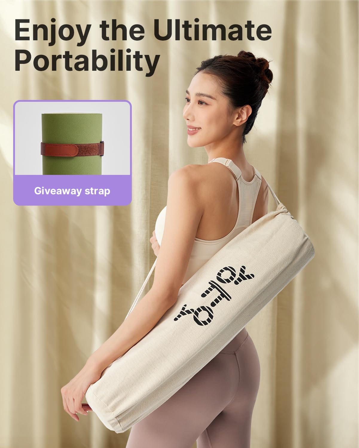 YOTTOY Yoga Mat,Non-Slip Hot Yoga Mat with Anti-Tear Design and Friendly Natural Rubber Mat with Strap and Bag (Green)