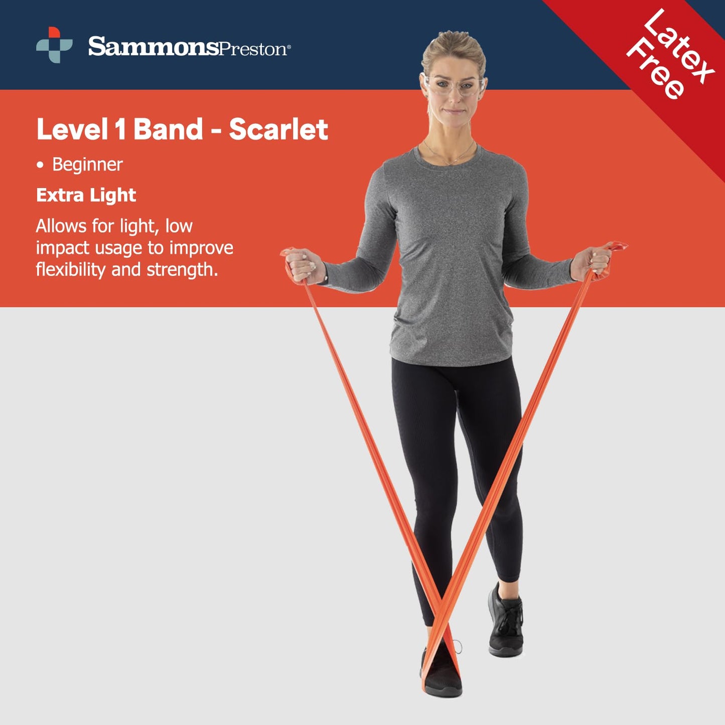 Sammons Preston Resistance Bands for Working Out, Non-Latex Exercise Bands, Resistance Bands for Physical Therapy, Improve Strength & Flexibility, Stretch & Tone Major Muscles, 5pk