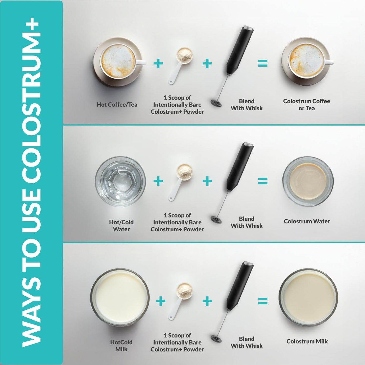 Intentionally Bare Colostrum and Collagen Powder - Grass-Fed Colostrum Powder with Biotin and Hyaluronic Acid - Unflavored Collagen Powder for Skin, Immunity, Joint and Gut Health - 60 Servings
