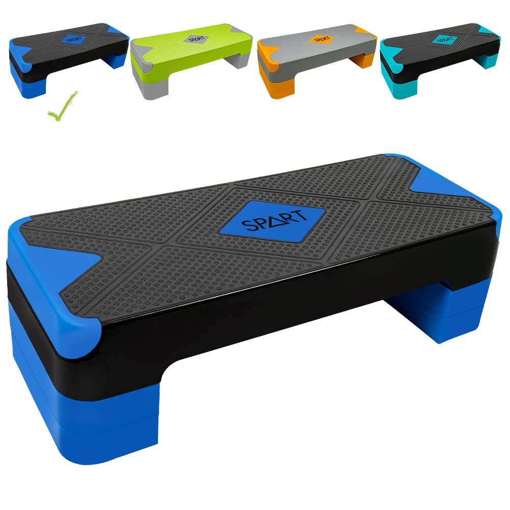 SPART Adjustable Workout Aerobic Stepper, Aerobic Exercise Step Platform with 4 Risers, 3 Levels Adjust 4" - 6" - 8", 26.77" Trainer Stepper with Non-Slip Surface For Home Gym Extra Risers