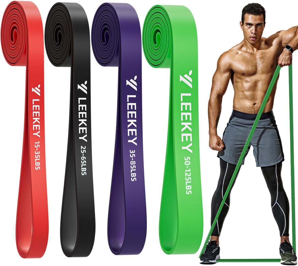 LEEKEY Resistance Band Set, Pull Up Assist Bands with Non-Slip Texture-Stretch Resistance Band Exercise Bands - Mobility Band Powerlifting Bands for Resistance Training