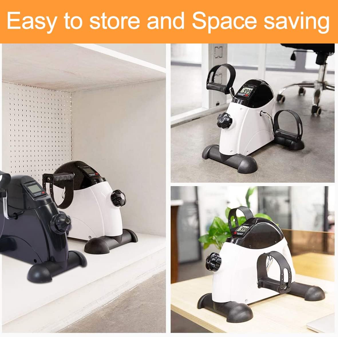 Pedal Exerciser Under Desk Bike Mini Exercise Bike for Leg and Arm Cycling Exercise Portable Peddler with LCD Display