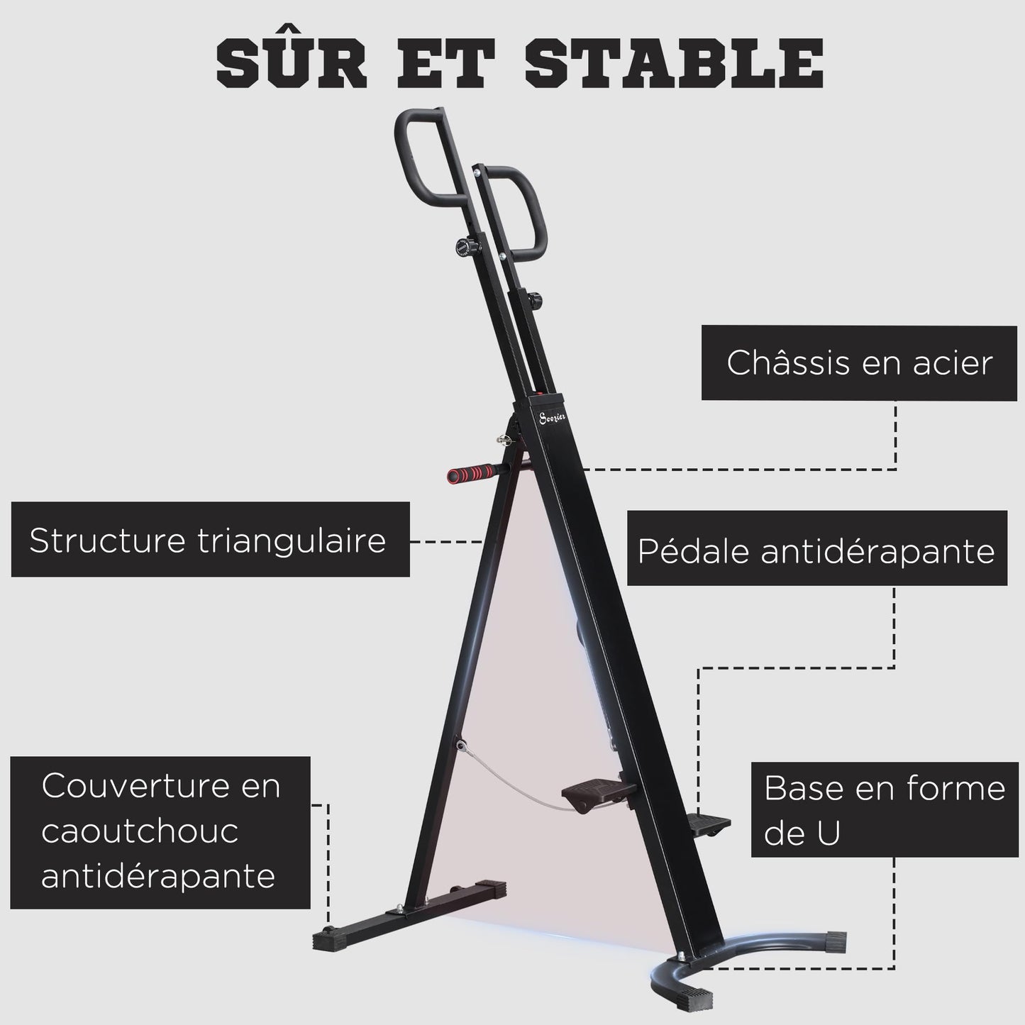 Soozier Folding Vertical Climber Exercise Machine, Height Adjustable Climbing Machine with LCD Monitor and Transport Wheels, Stair Stepper for Full Body Workout, Black