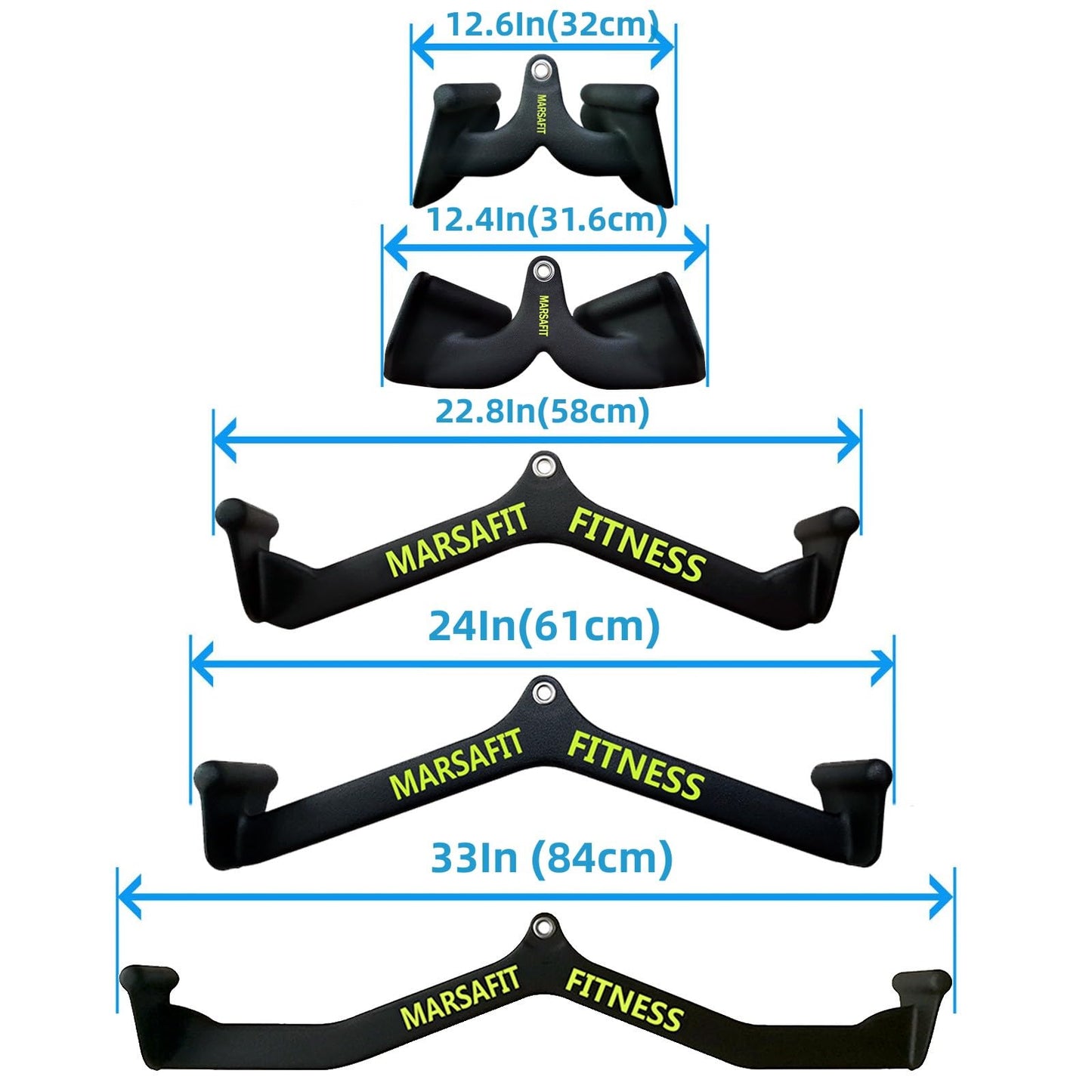 Home Gym Fitness Rowing T-bar V-bar Pulley Cable Machine Attachments, Bicep Curl Tricep LAT Pulldown Bar Back Strength Training Handle Grips LAT Pull Down Bar Press Down Exercises