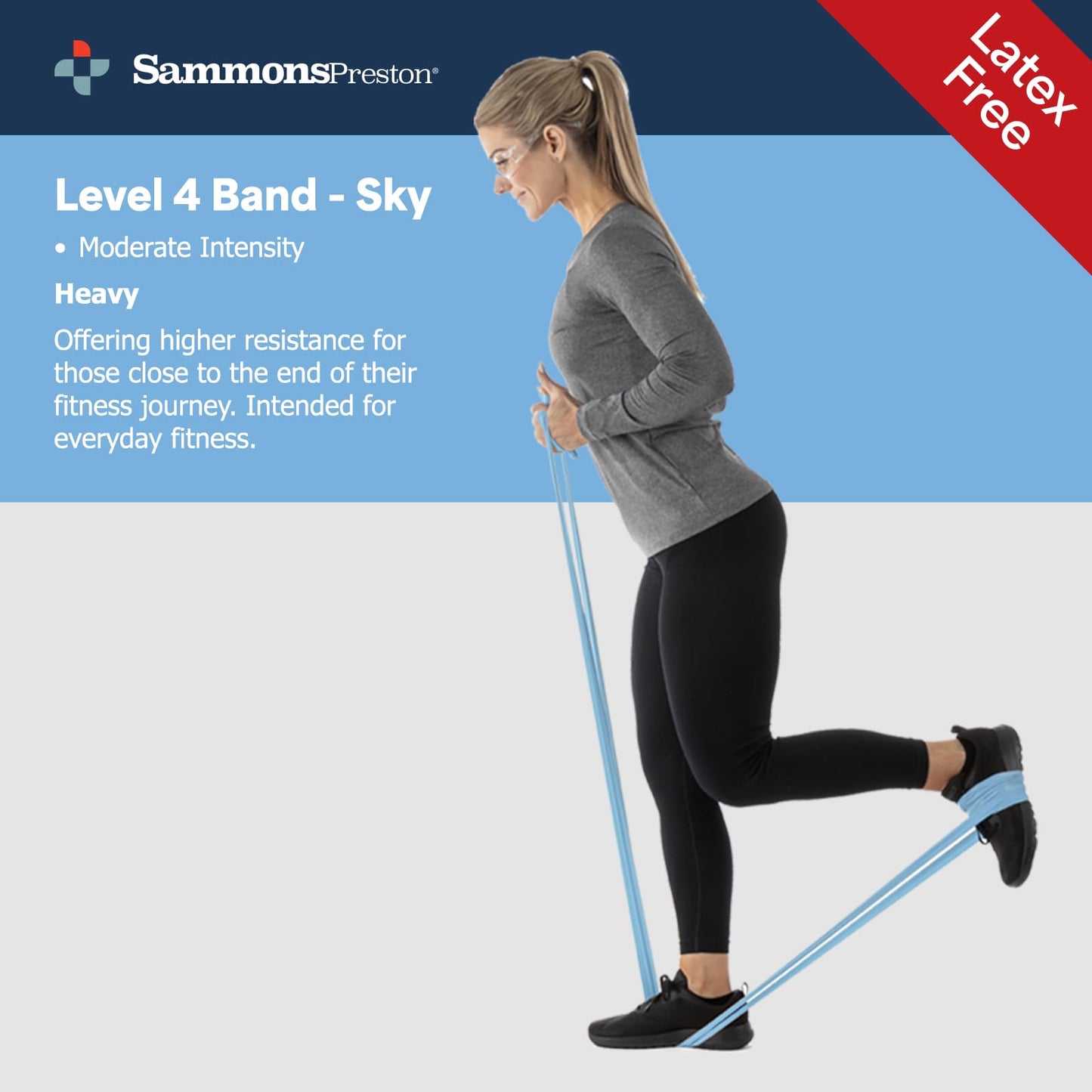 Sammons Preston Resistance Bands for Working Out, Non-Latex Exercise Bands, Resistance Bands for Physical Therapy, Improve Strength & Flexibility, Stretch & Tone Major Muscles, 5pk
