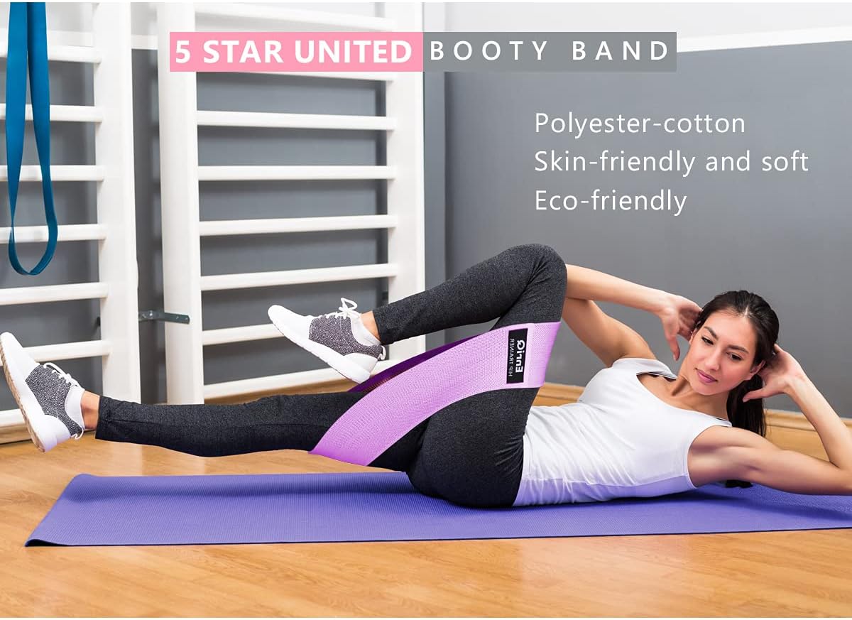 EnriQ Booty Bands Fabric Resistance Bands for Legs and Butt Cloth Hip Bands Workout Exercise Bands 3 Set Women Men Stretch Exercise Loops Thick Wide Non Slip Bootie Band