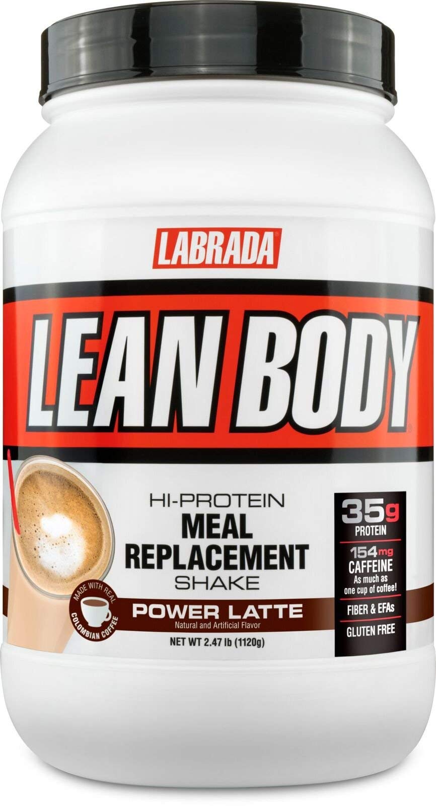Labrada Lean Body MRP with Premium Columbia Coffee (154mg of Caffeine), Power Latte, 2.47LB Tub Packaging May Vary