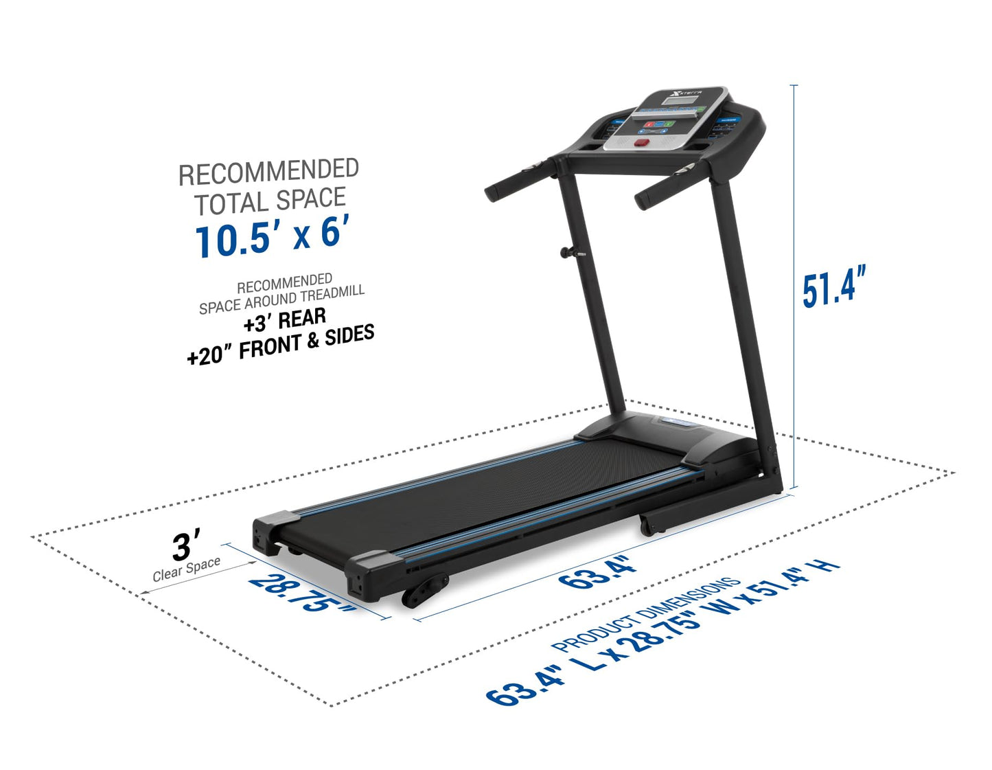 XTERRA Fitness TR150 Folding Smart Treadmill, 250 LB Weight Capacity, 2.25HP Motor, Multiple Levels of Incline, 12 Preset Programs, XTERRA+ Fitness App Included with Purchase