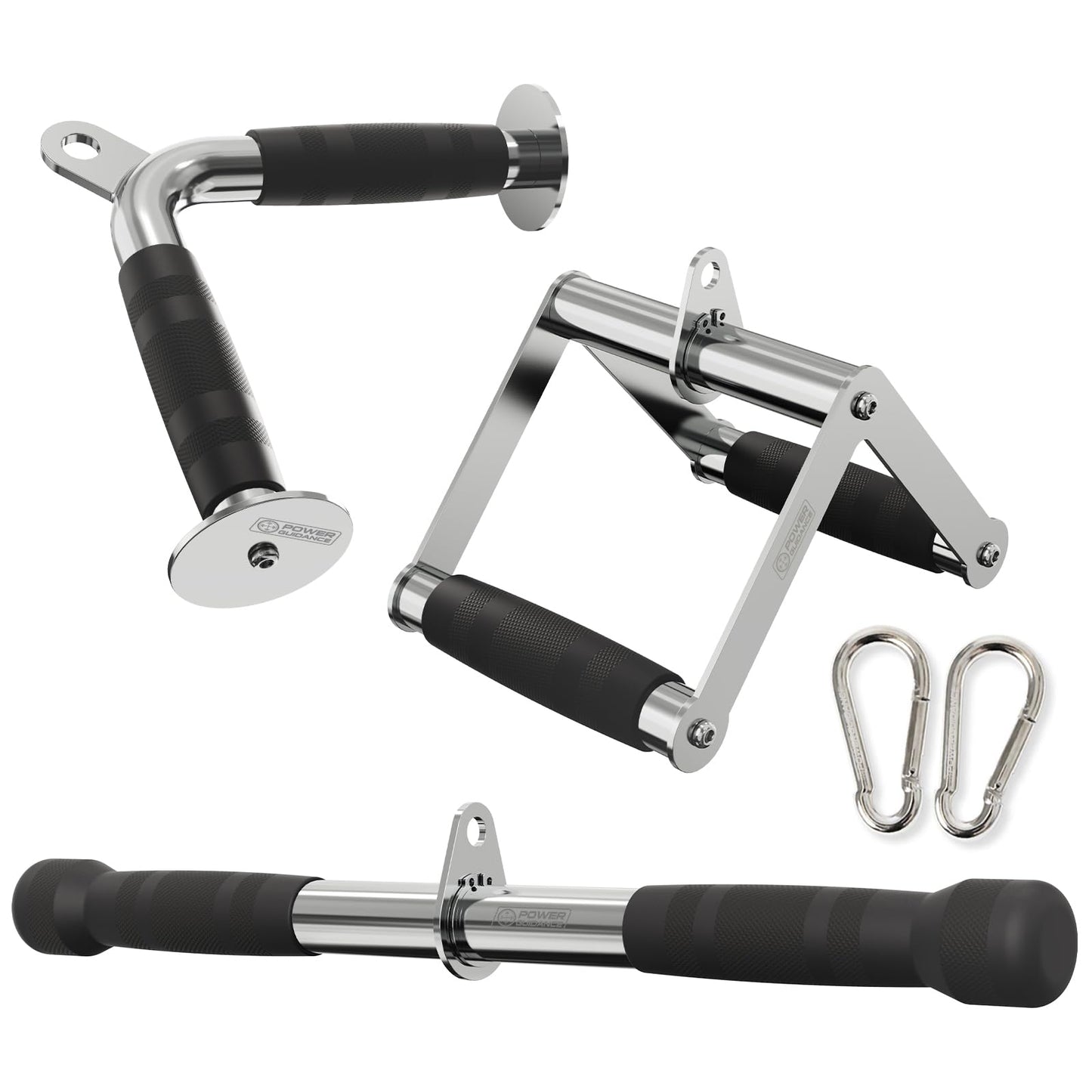 POWER GUIDANCE Cable Machine Attachment, LAT Pulldown Attachments, Cable Attachments for Gym, Home Gym Accessories (2.0 V Handle + Rotating Bar + V-Shaped Bar)