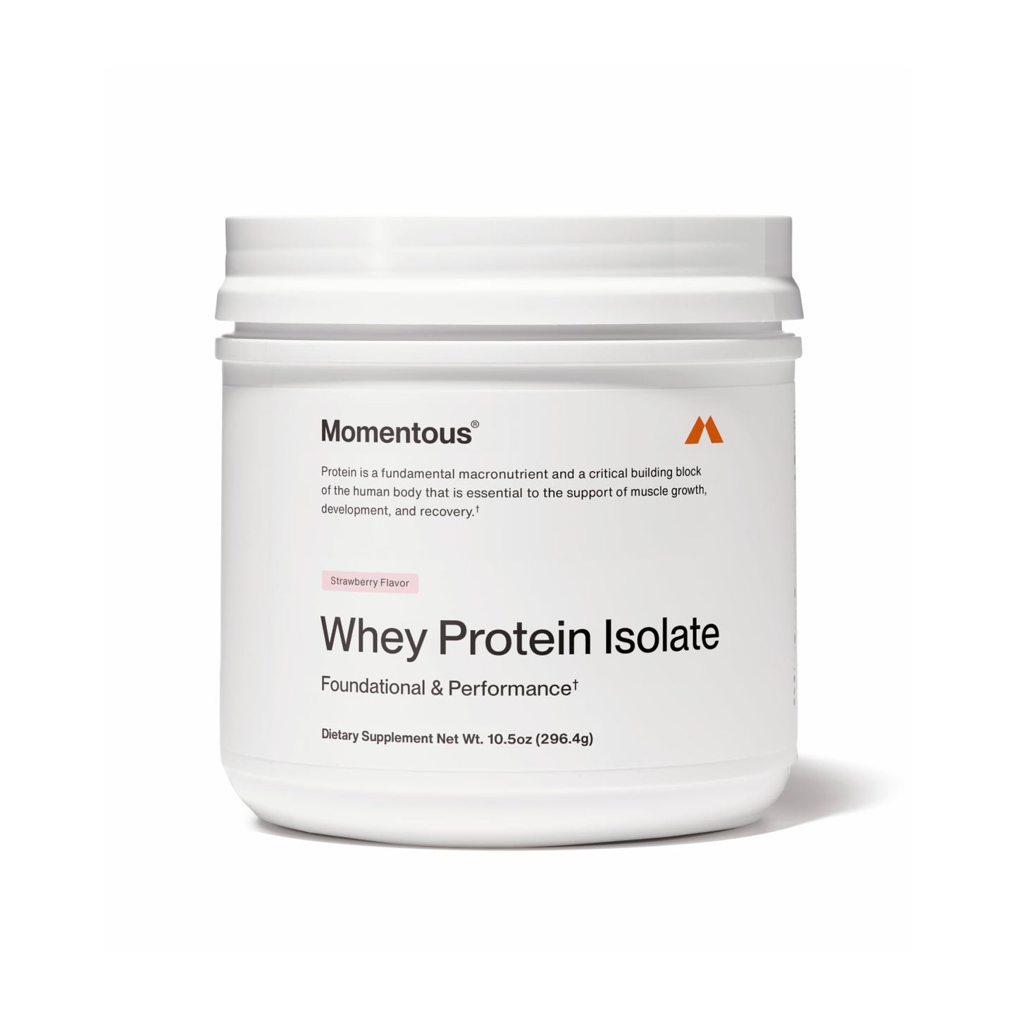Momentous Essential Grass-Fed Whey Protein Powder - 20g Whey Isolate Protein - NSF Certified for Sport - Gluten-Free - 12 Servings for Essential Everyday Use, Strawberry (Package May Vary)