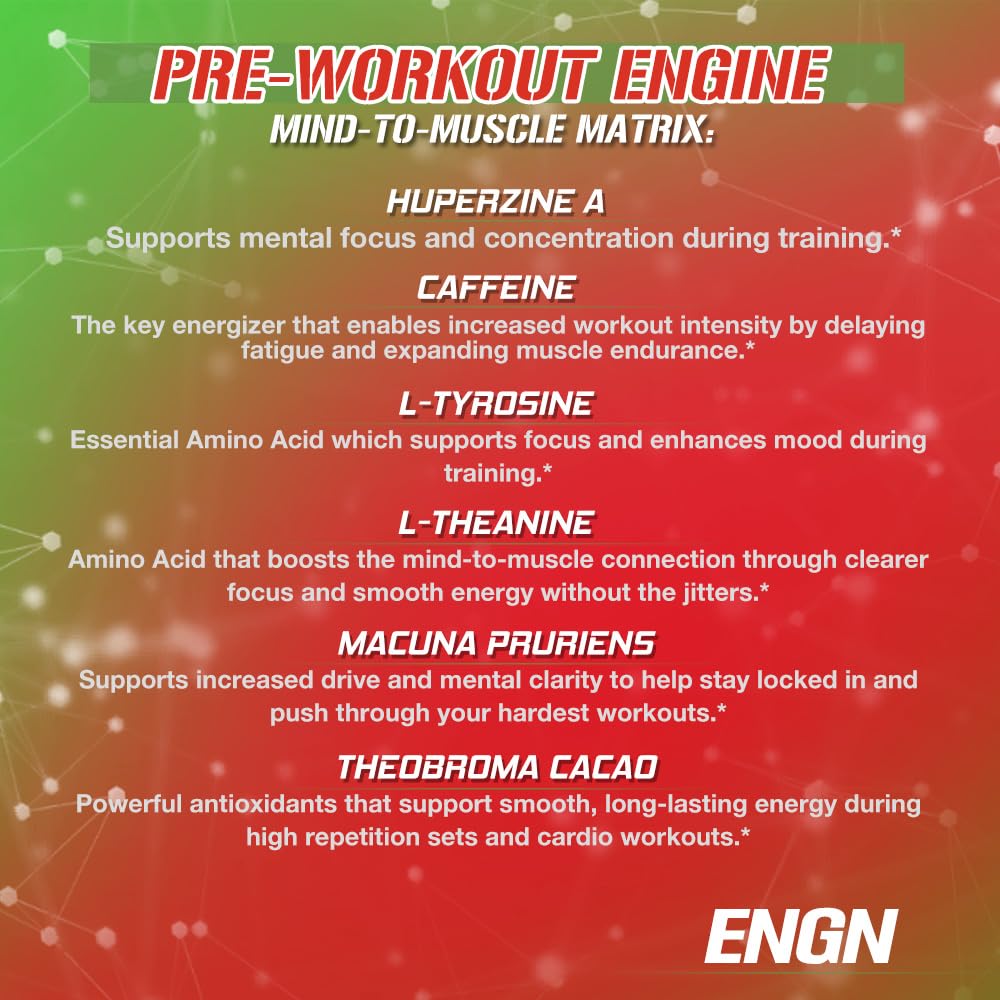 EVL Intense Pre Workout with Creatine - ENGN Energizing Pre Workout for Men Powder Drink for Lasting Energy Focus and Recovery - with Beta Alanine Caffeine and L Theanine - Cherry Limeade