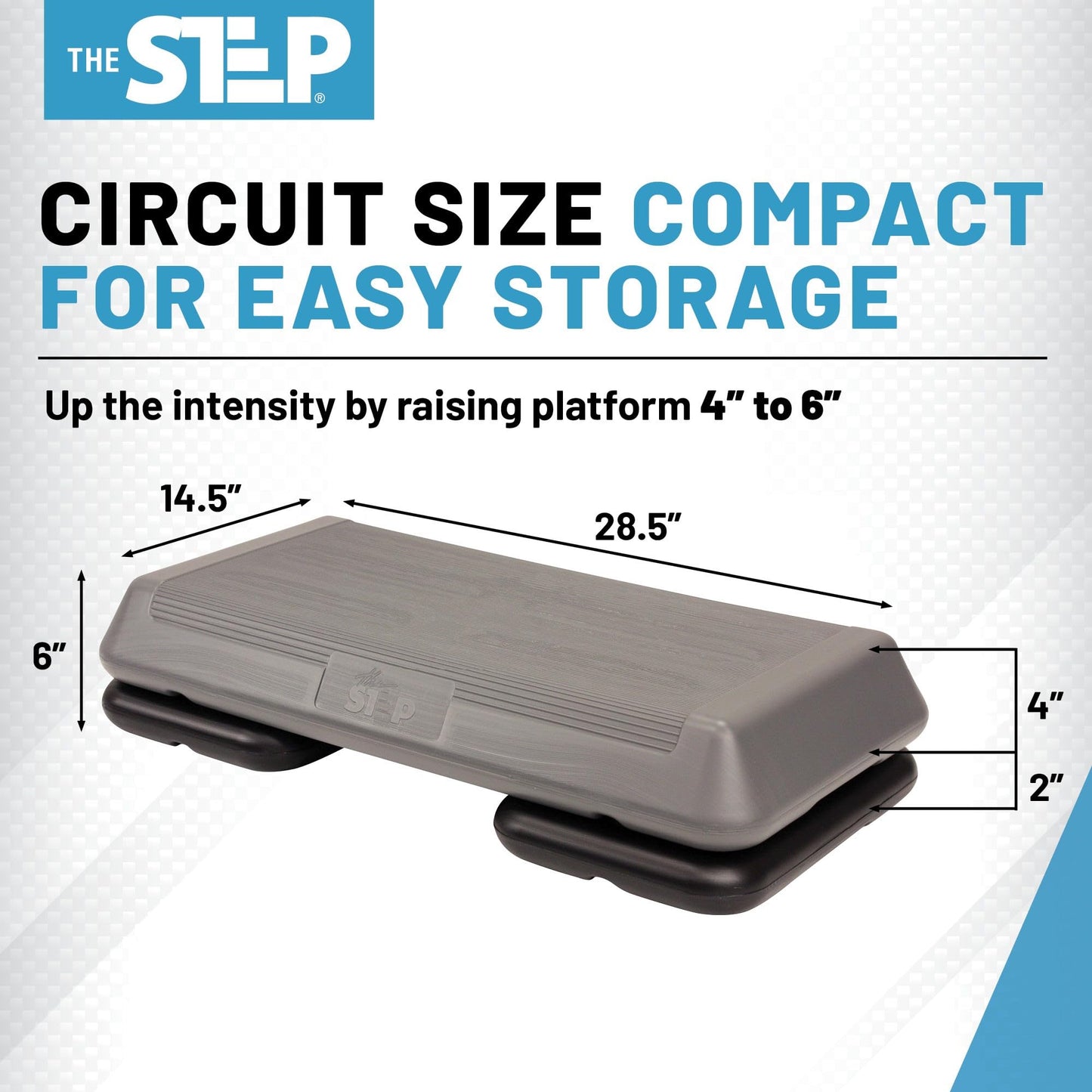 The Step (Made in USA) Original Aerobic Platform – Circuit Size Grey Aerobic Platform and Original Black Risers