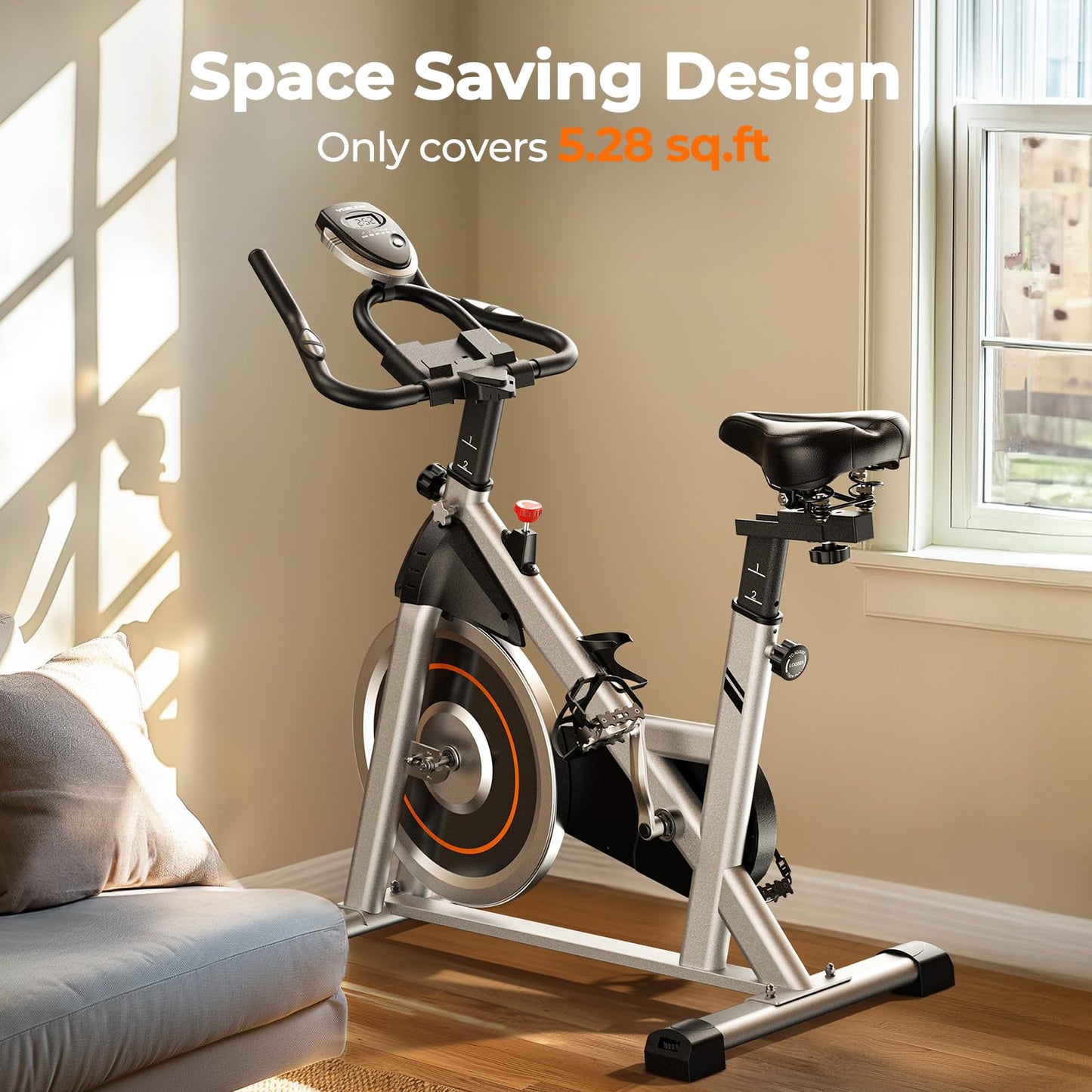 YOSUDA Exercise Bike, Brake Pad Stationary Bike for Home with Exclusive App, Magnetic Indoor Cycling Bike with 300 lb Weight Capacity, Low Noise, Tablet Holder and Fitness Courses for Weight Loss