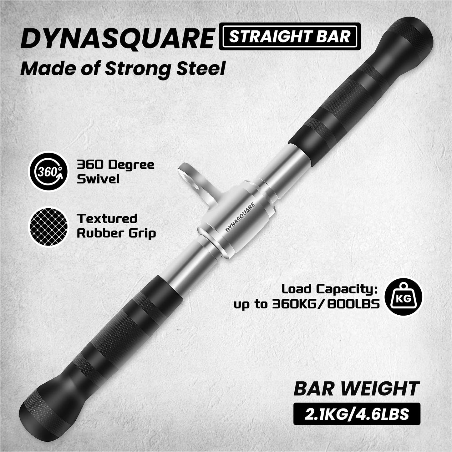 DYNASQUARE Tricep Press Down Cable Machine Attachment, Made of Heavy Duty Solid Steel, LAT Pulldown Attachments, Home Gym Accessories, Double D Handle, V Bar, Tricep Rope, Pull Down Bar