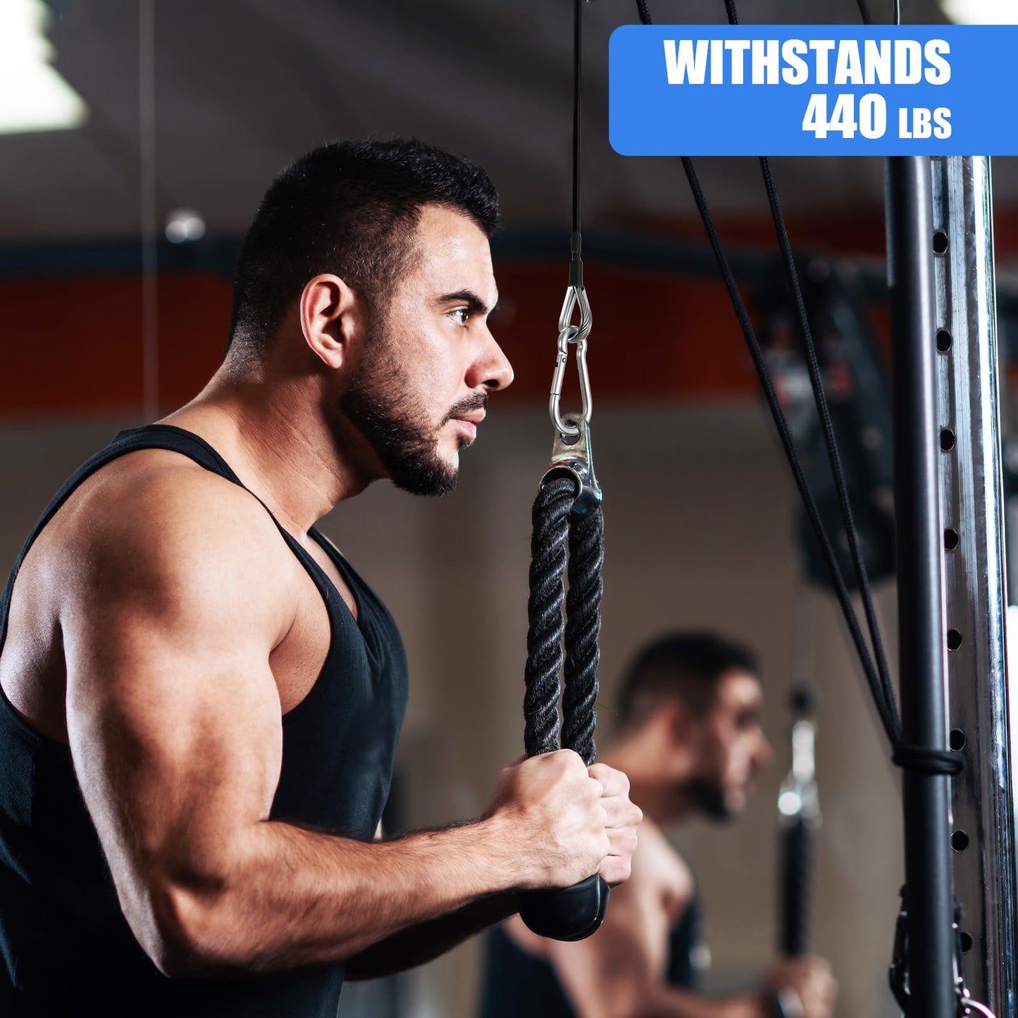 YBEATY 2 Pcs Gym Cable Extension Attachments Compatible with Home Accessories Fitness Replacement Gym Cable Machine Extension for LAT/Tricep Pull Down Leg Extensions Machine