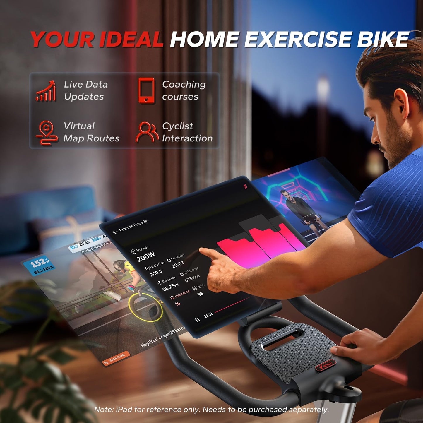 MERACH Exercise Bike, Indoor Cycling Bike Brake Pad, Magnetic Stationary Bike with Exclusive App, 300lbs Cycle Bike with Comfortable Bike Seat Cushion and Tablet Mount for Home Weight Loss