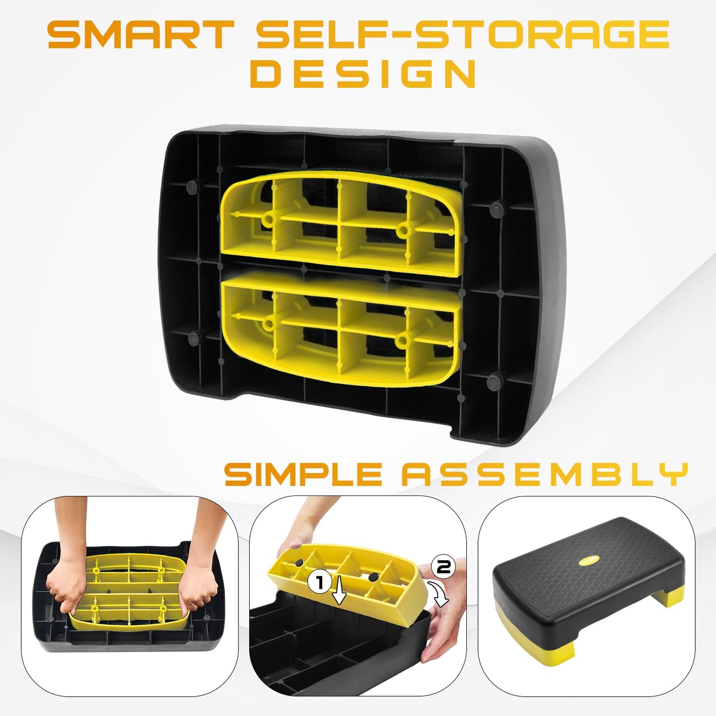 Yes4All Aerobic Step Platform with Adjustable Risers for Home Gym Fitness Workout - Yellow/Black