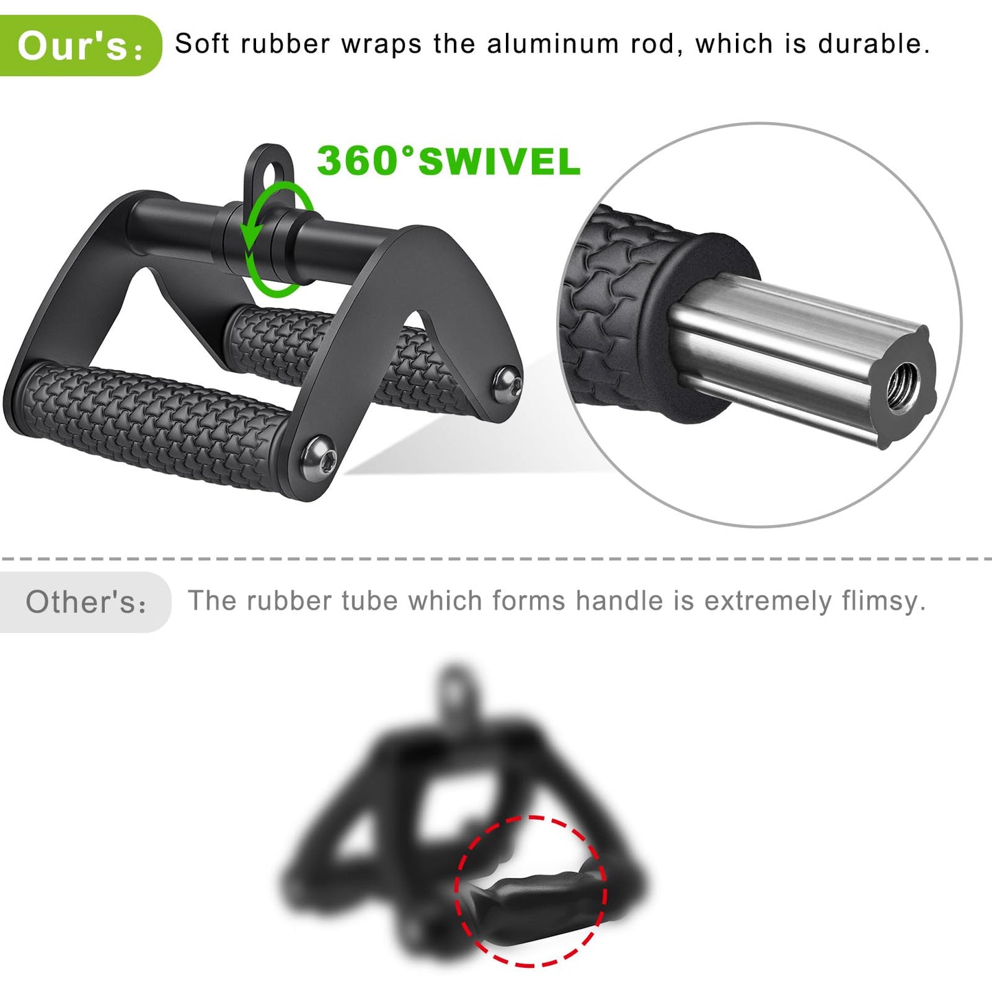 SELEWARE Tricep LAT Pulldown Attachment, Cable Machine Attachment with Non-Slip Soft Rubber Grip, Weight Machine Accessories for Home Gym