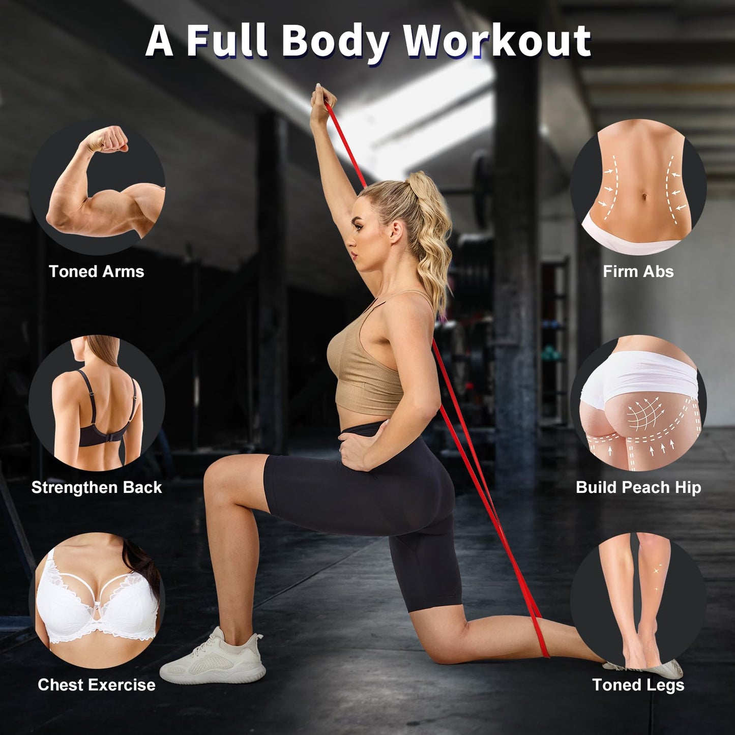 YONKFUL Pull Up Assistance Bands Set 5 LBS - 90 LBS, Long Resistance Bands for Pull Ups Working Out, Gym Workout Bands for Men Exercise Muscle Training and Shape Body - Carry Bag Included